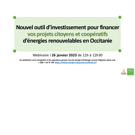 Outil d’investissement pour financer les projets citoyens et coopératifs d’énergies renouvelables en Occitanie