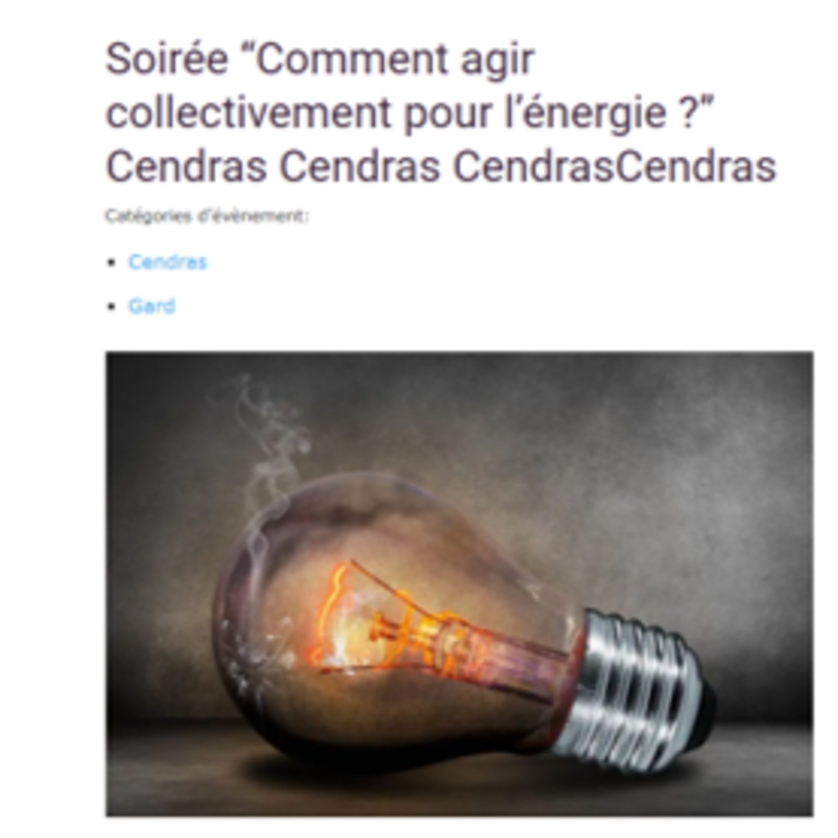 Soirée “Comment agir collectivement pour l’énergie ?” Cendras, 24 janvier 2022