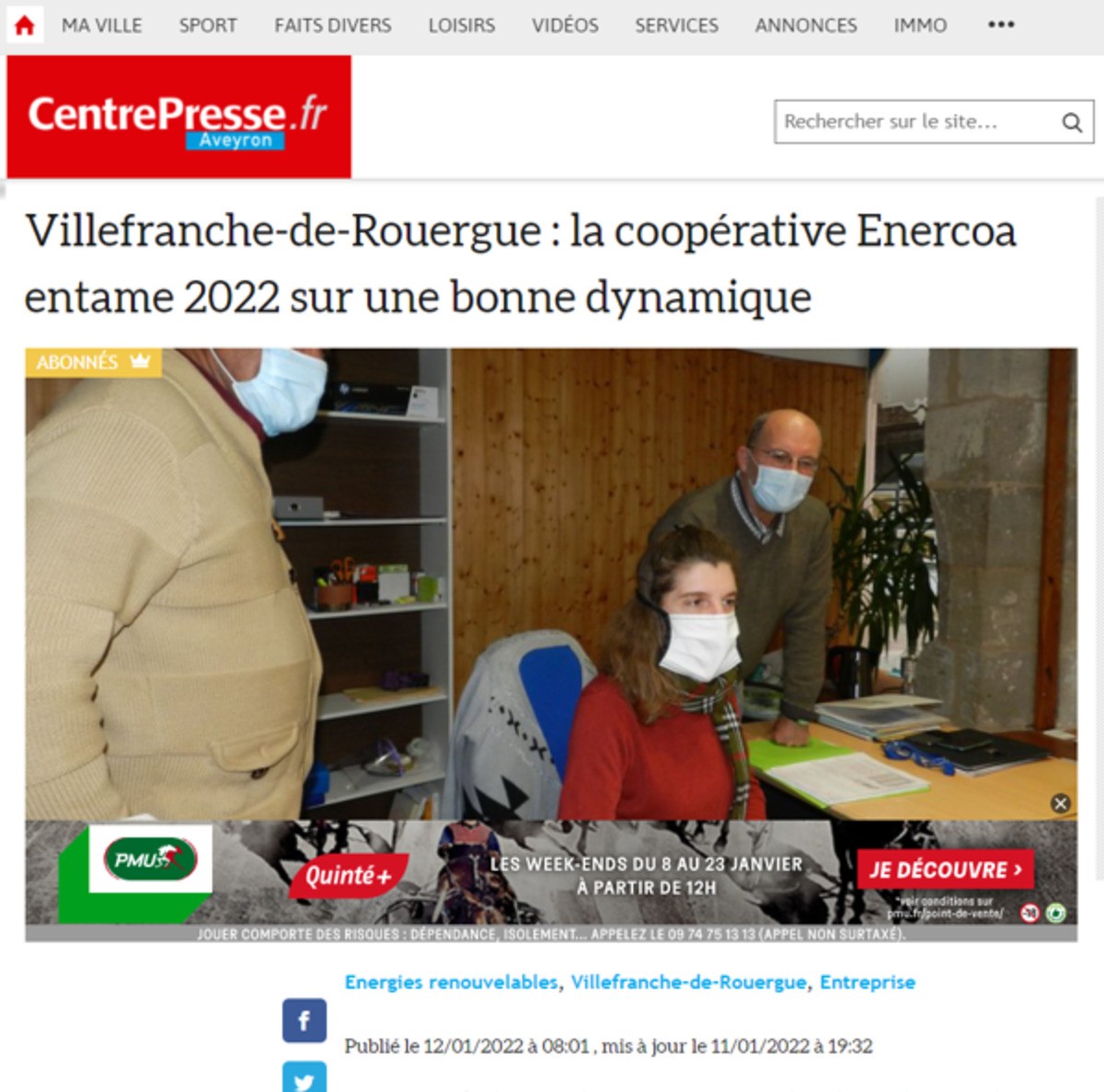 Villefranche-de-Rouergue : la coopérative Enercoa entame 2022 sur une bonne dynamique