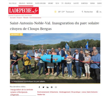 Inauguration du parc solaire citoyen de Cloups Bergas à Saint-Antonin-Noble-Val (82)