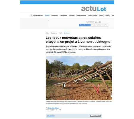 Actu Lot : Céléwatt développe 2 nouveaux projets dans le Lot