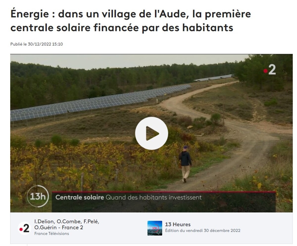 Le parc solaire de Luc sur Aude au JT de France 2 et sur le site POSITIVR