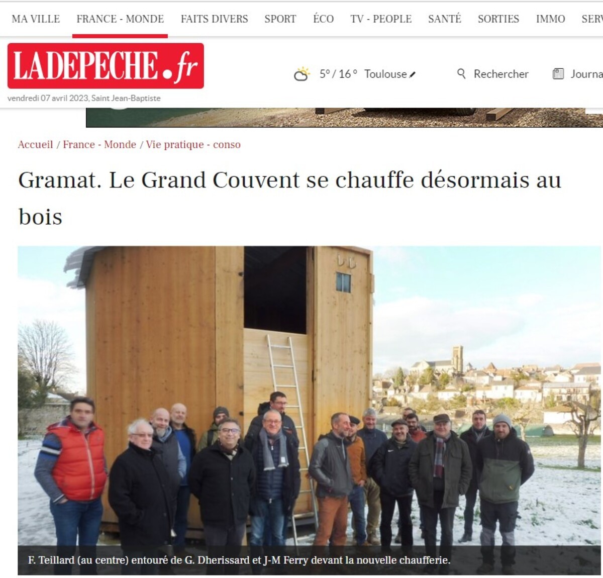Article de la Dépêche du Midi sur la nouvelle chaufferie bois à Gramat (46) 