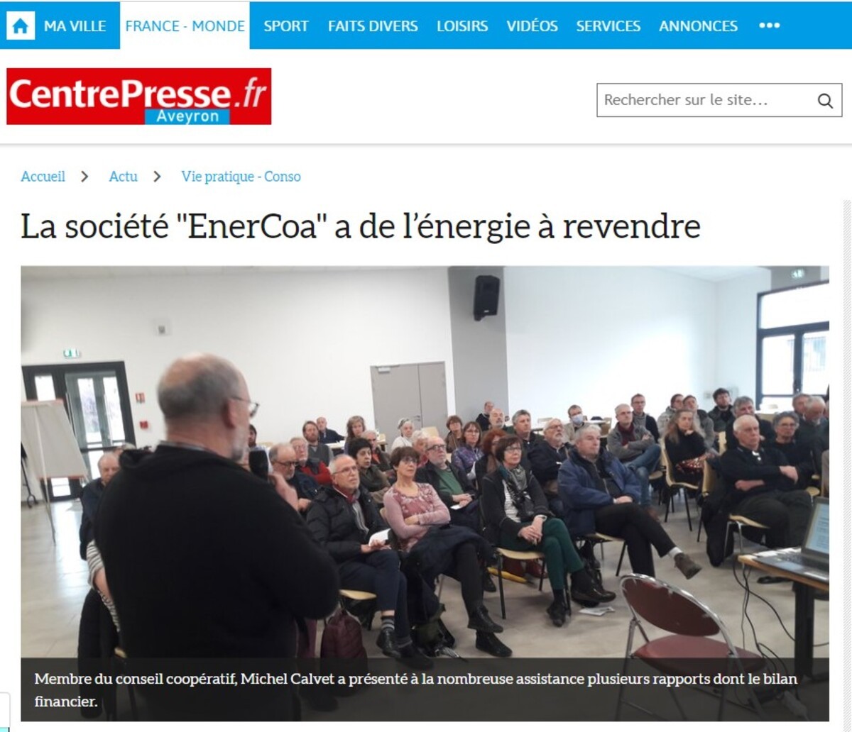 Article dans Centre Presse Aveyron sur la société 